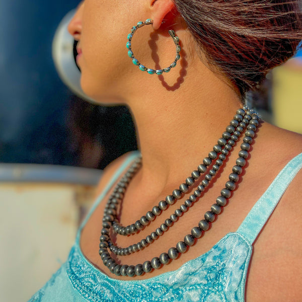 Turquoise Studded Hoop Earrings