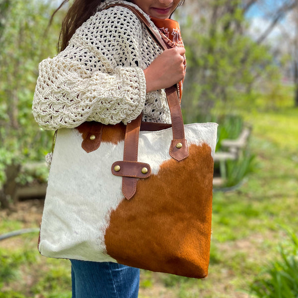 Cowhide Purse - Brown and White