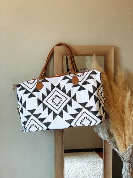 Black & White Aztec Weekender Bag