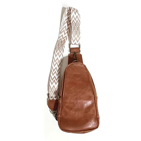 Brown Vegan Leather Crossbody Bag