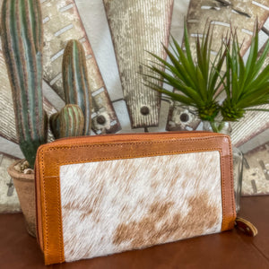 Cowhide Wallet with Brown Leather Trim