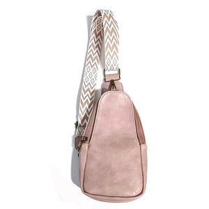 Light Pink Vegan Leather Crossbody Bag